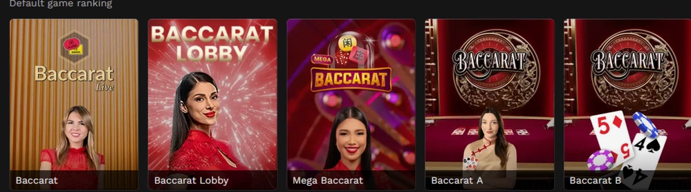 Live baccarat tables at BangaWin for Australian players, including Mega Baccarat and Baccarat Lobby
