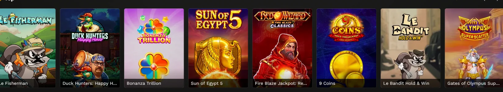 Top pokies at BangaWin including Sun of Egypt 5, Le Bandit Hold and Win, Gates of Olympus Super Scatter and Fire Blaze Jackpot